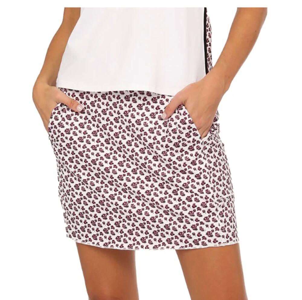 NWT! Belyn Key L Stem Floral Tiered Skort $118 Golf Tennis Floral Cotton Purple